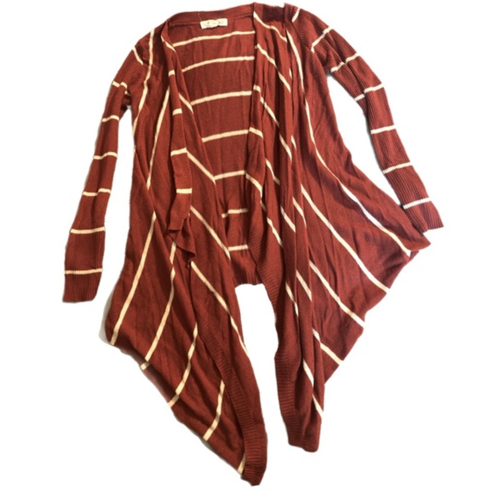 Pink rose striped size large cardigan sweater